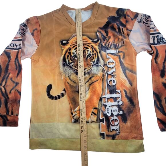 Love Tiger All Over 3D Print Long Sleeve Sweatshirt Unisex Size Large or XL - Picture 4 of 9